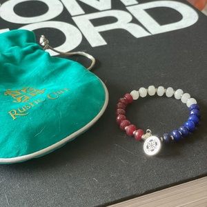 Red white and blue rustic cuff bracelet